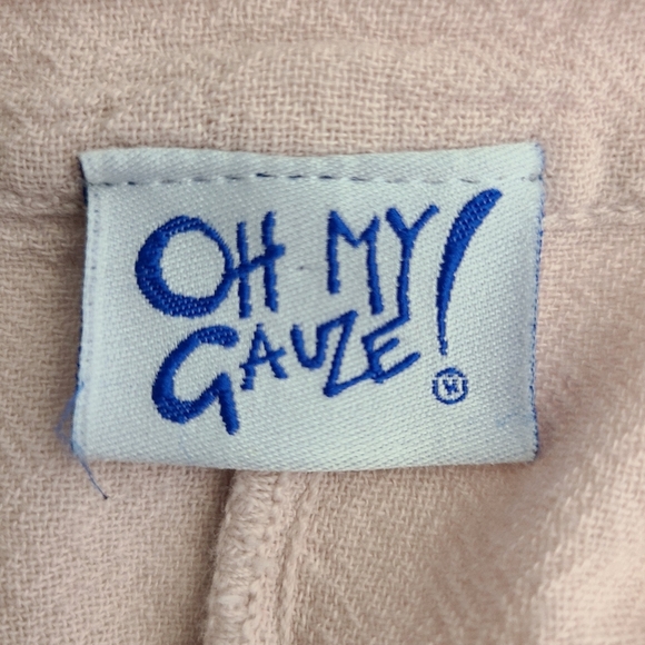 Oh My Gauze! rose pink v-neck 3/4 sleeve lagenlook relaxed fit blouse, sz L - Picture 5 of 9